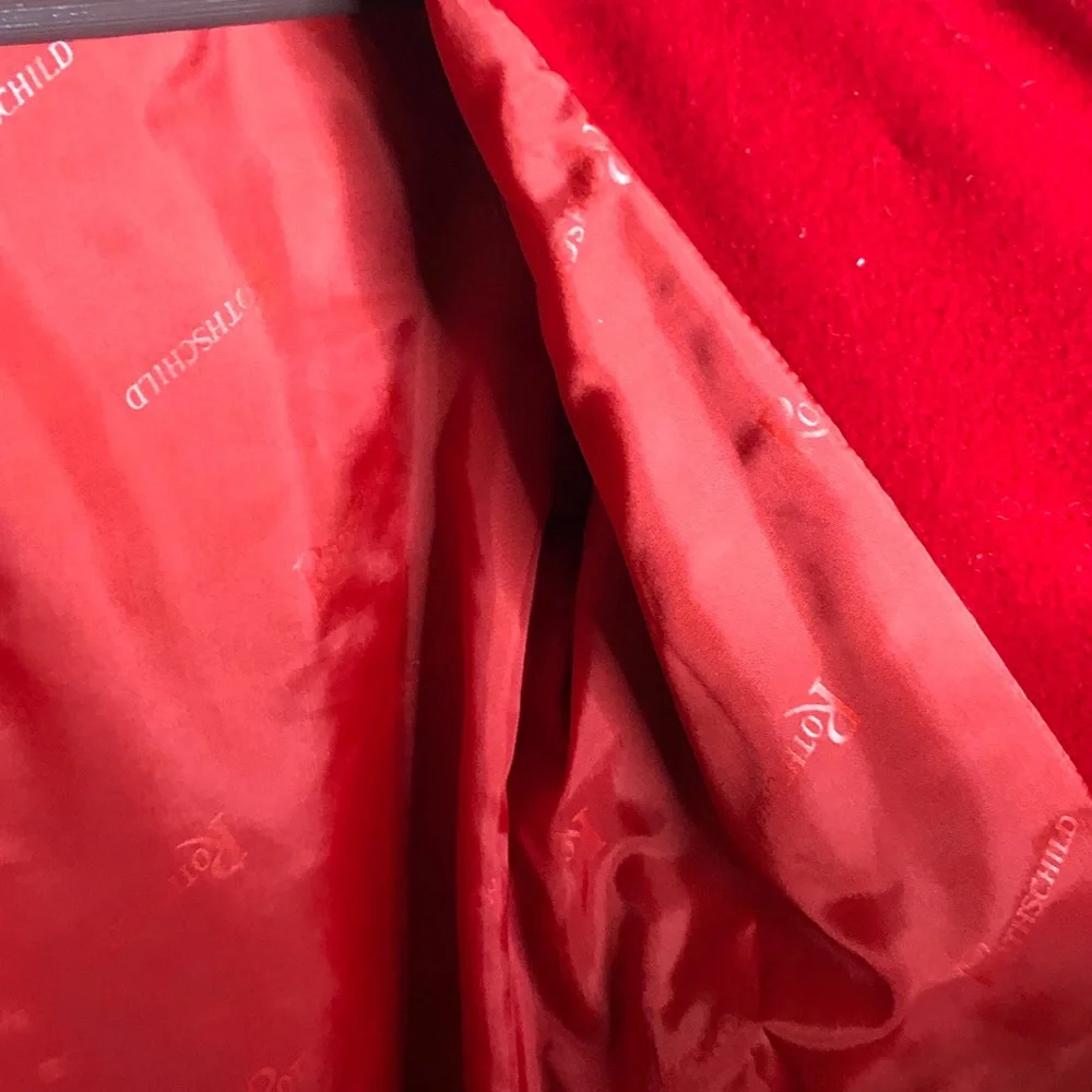 Rothschild Red Wool Pea Coat Black Velvet Girls 7 - Picture 10 of 16